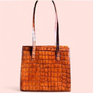 Elegant Brown Crocodile-Embossed Women's Bag